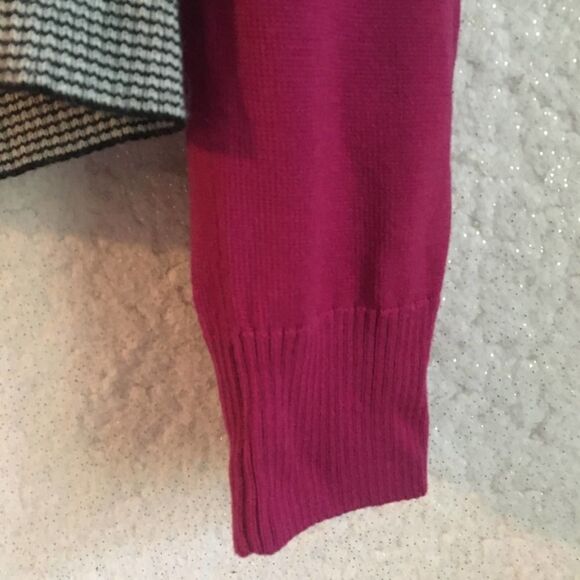 St. John Colorblock Leopard Zip Up Wool Blend Sweater Medium Long Sleeve Gray - Picture 3 of 7